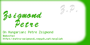 zsigmond petre business card